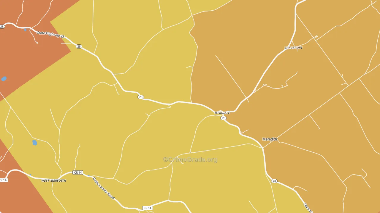 Meridale, NY Map of Burglary Rates