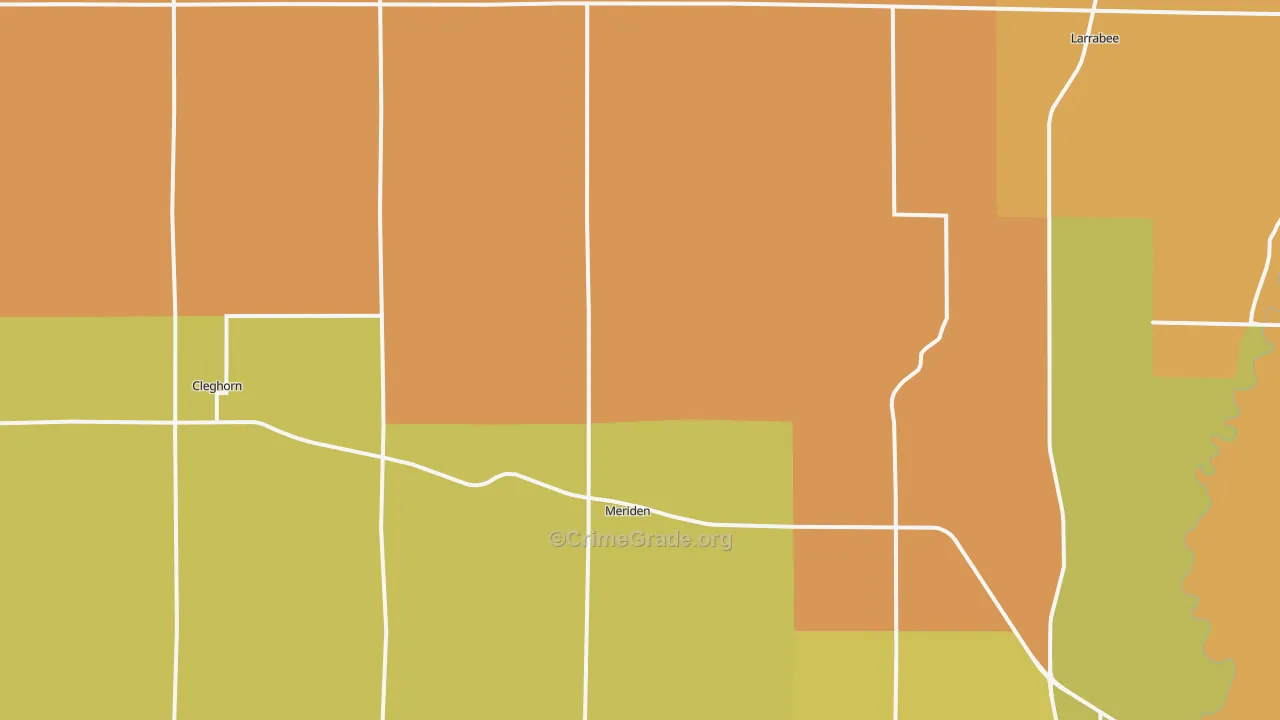 Meriden, IA Map of Burglary Rates