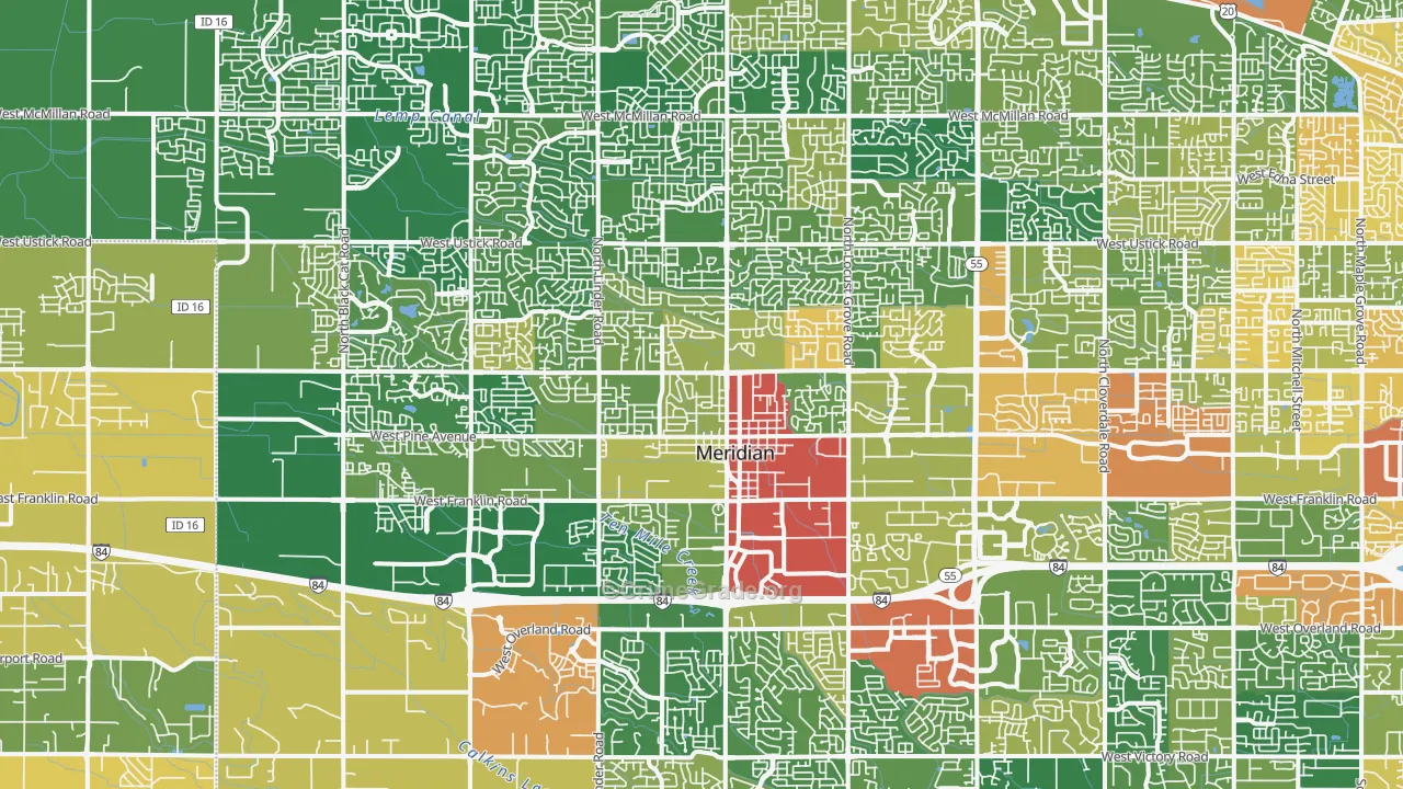 Meridian, ID Map of Burglary Rates