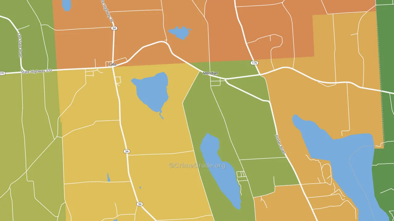 Meridian, NY Map of Burglary Rates