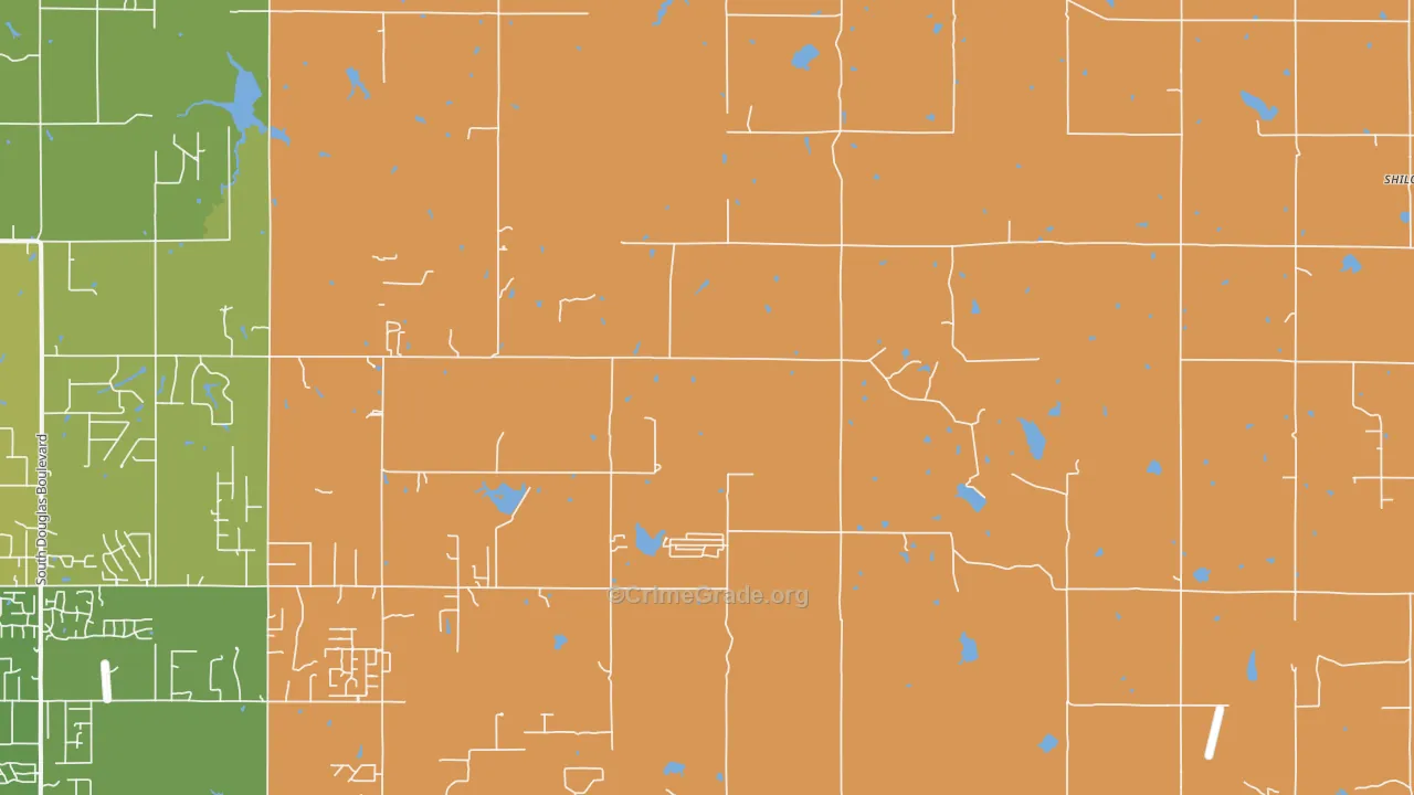 Meridian, OK Map of Burglary Rates