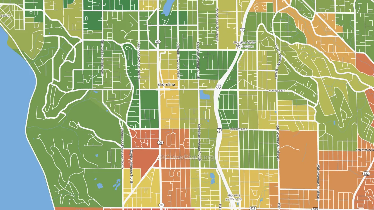 Meridian Park, Shoreline, WA Map of Burglary Rates