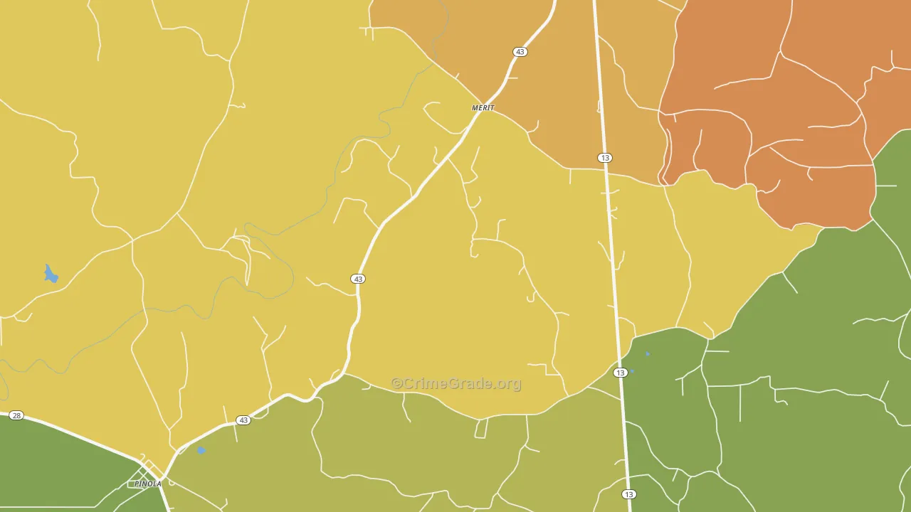 Merit, MS Map of Burglary Rates