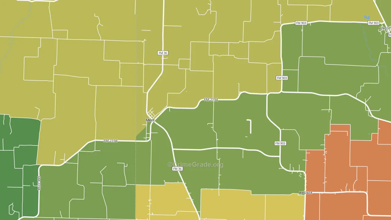 Merit, TX Map of Burglary Rates