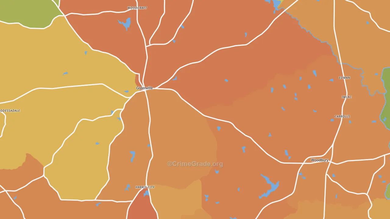 Meriwether County, GA Map of Burglary Rates
