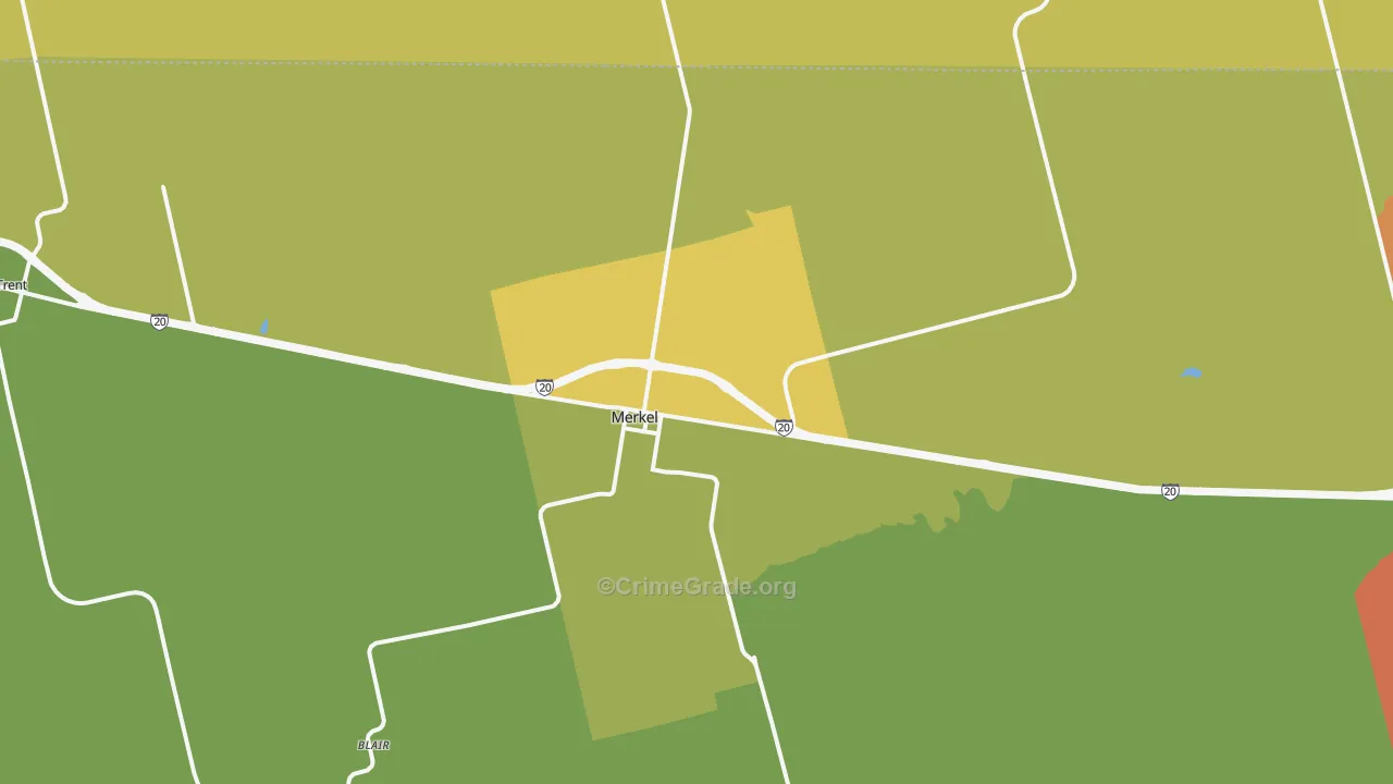 Merkel, TX Map of Burglary Rates