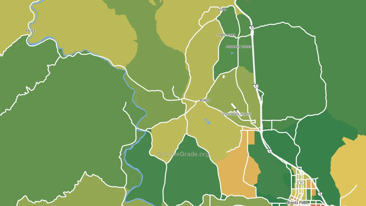 Merlin, OR Map of Burglary Rates