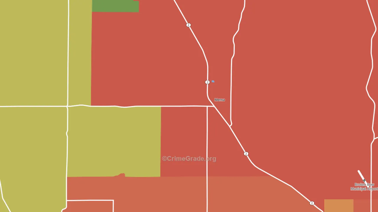 Merna, NE Map of Burglary Rates