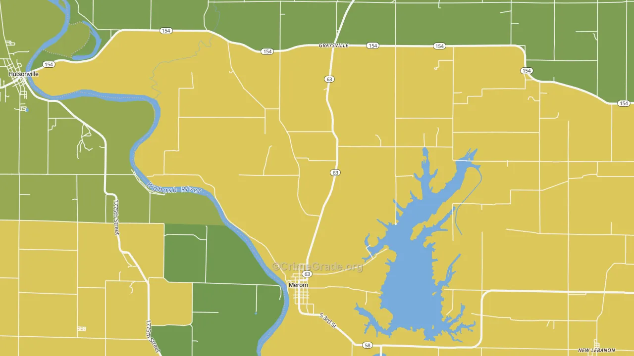 Merom, IN Map of Burglary Rates