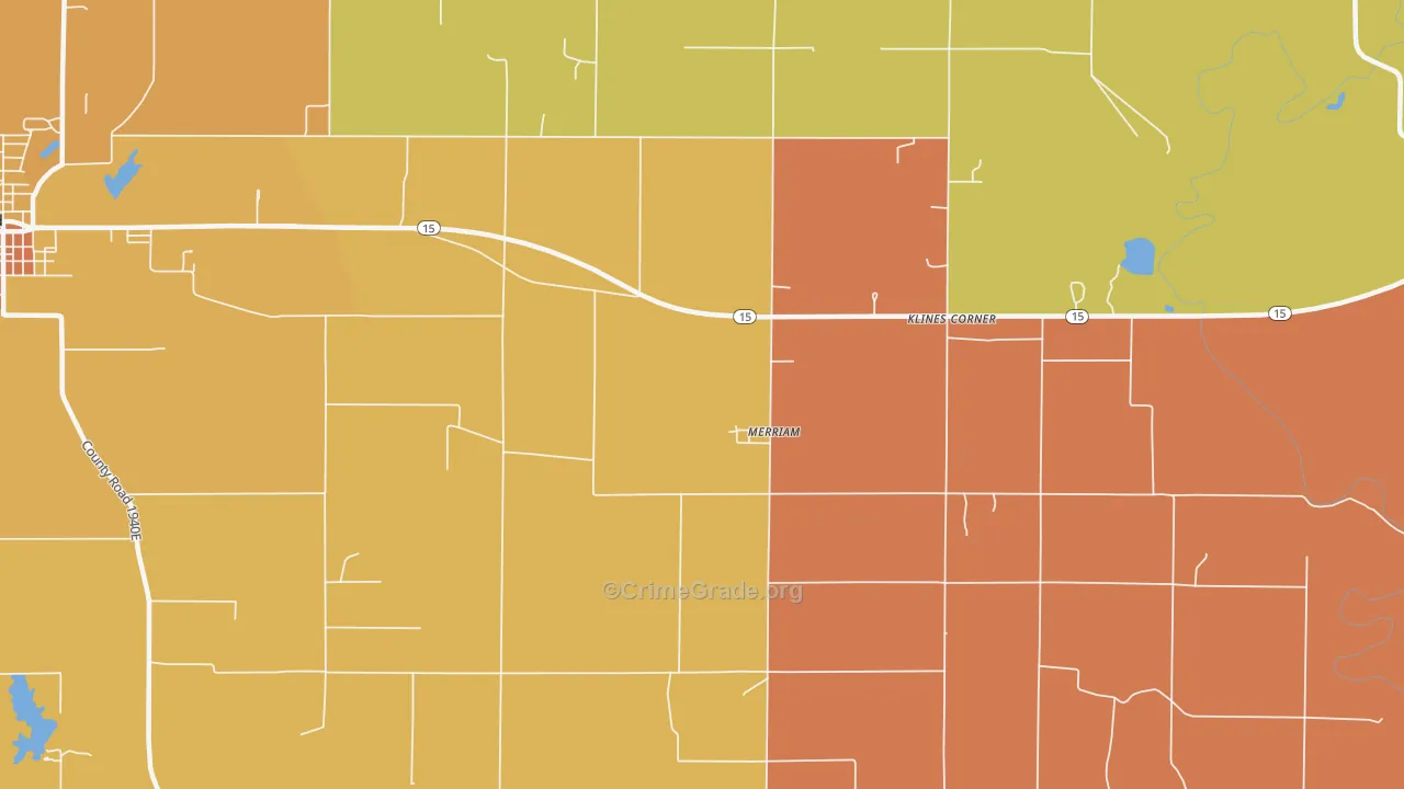 Merriam, IL Map of Burglary Rates