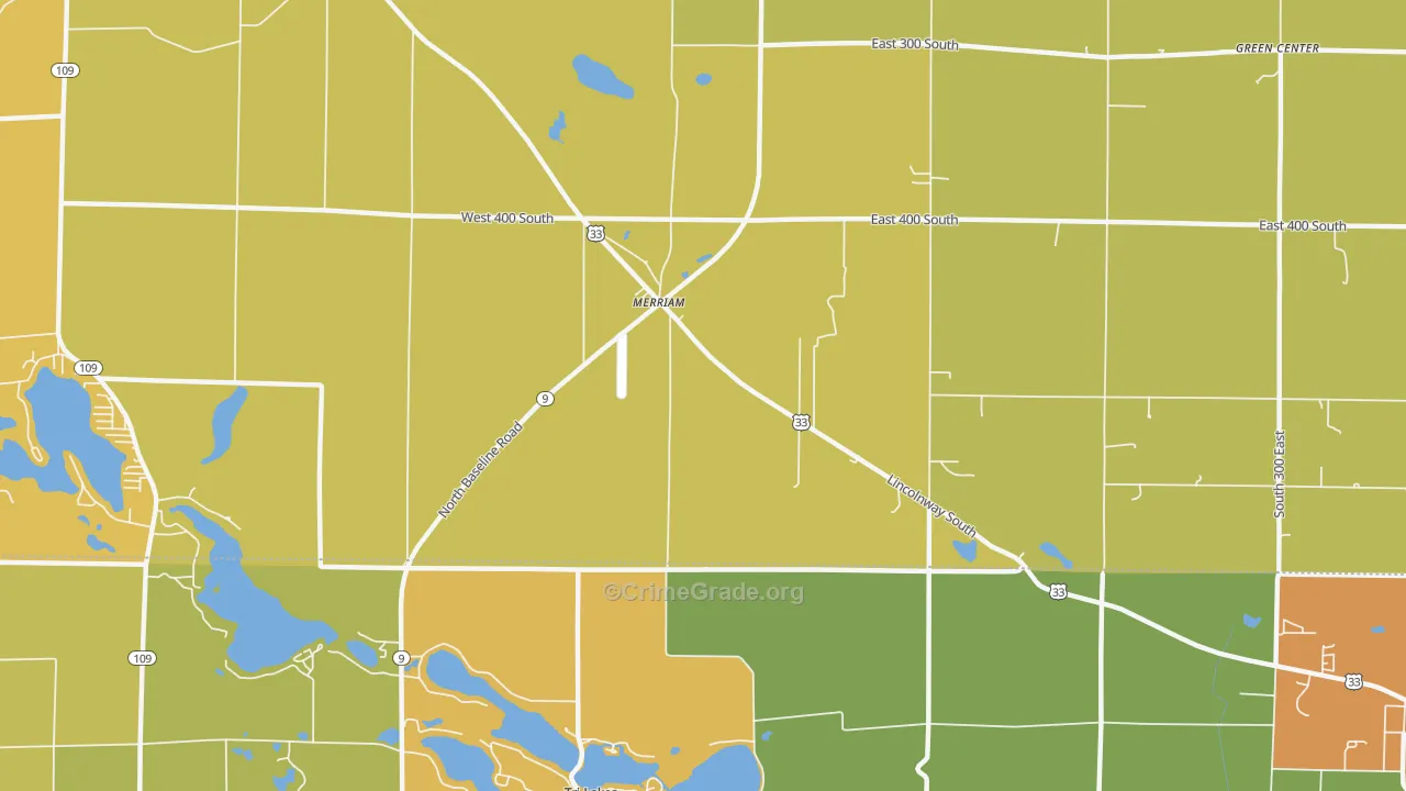 Merriam, IN Map of Burglary Rates