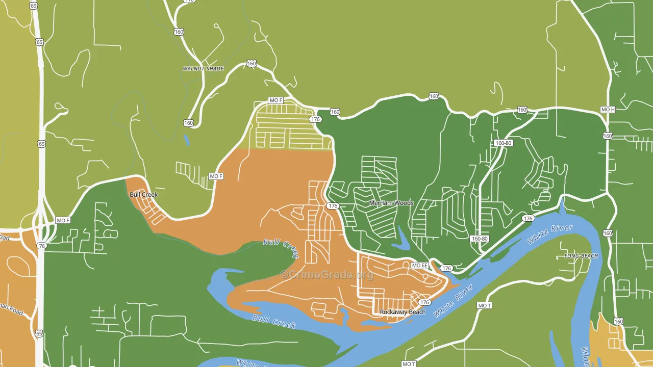 Merriam Woods, MO Map of Burglary Rates