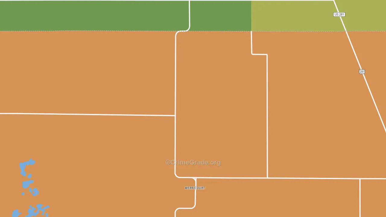 Merricourt, ND Map of Burglary Rates