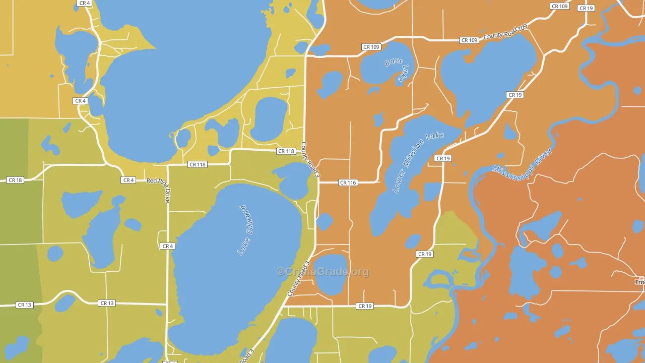 Merrifield, MN Map of Burglary Rates