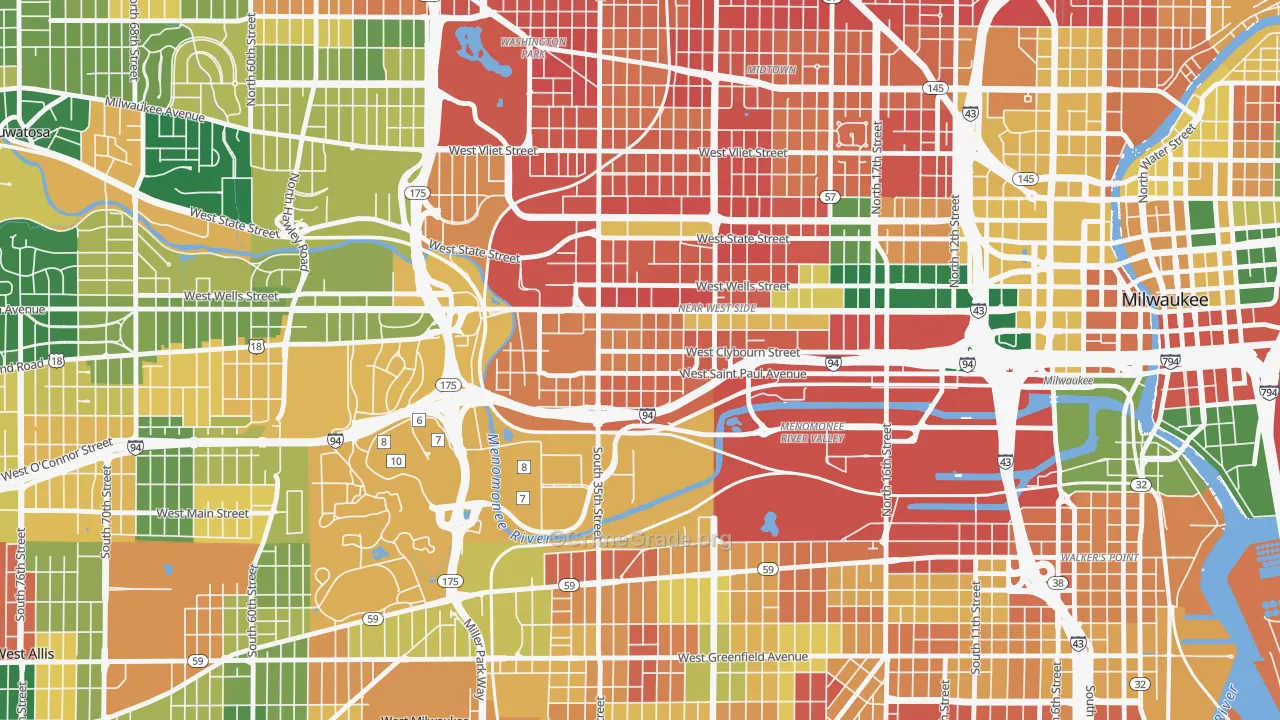 Merrill Park, Milwaukee, WI Map of Burglary Rates