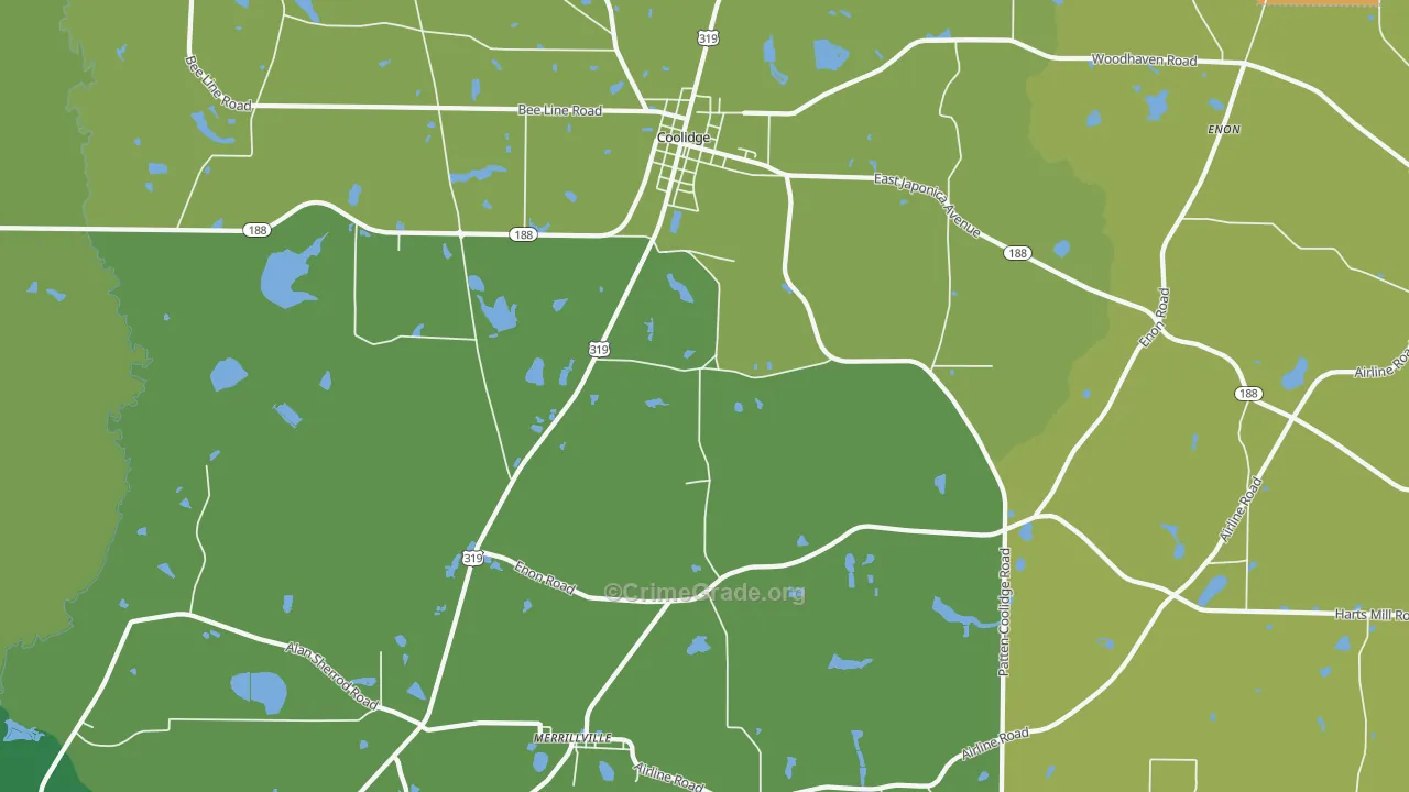 Merrillville, GA Map of Burglary Rates