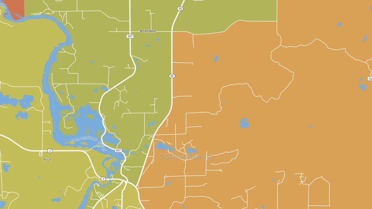 Merriman, MI Map of Burglary Rates
