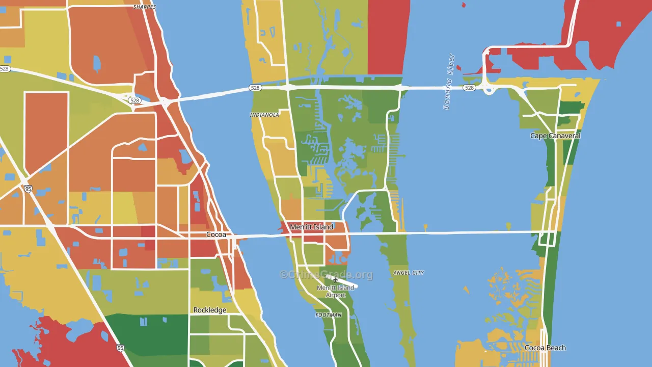 Merritt Island, FL Map of Burglary Rates