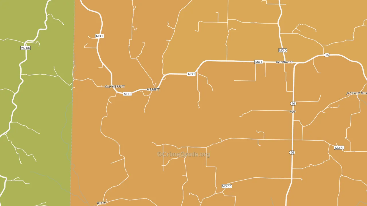 Merritt, MO Map of Burglary Rates