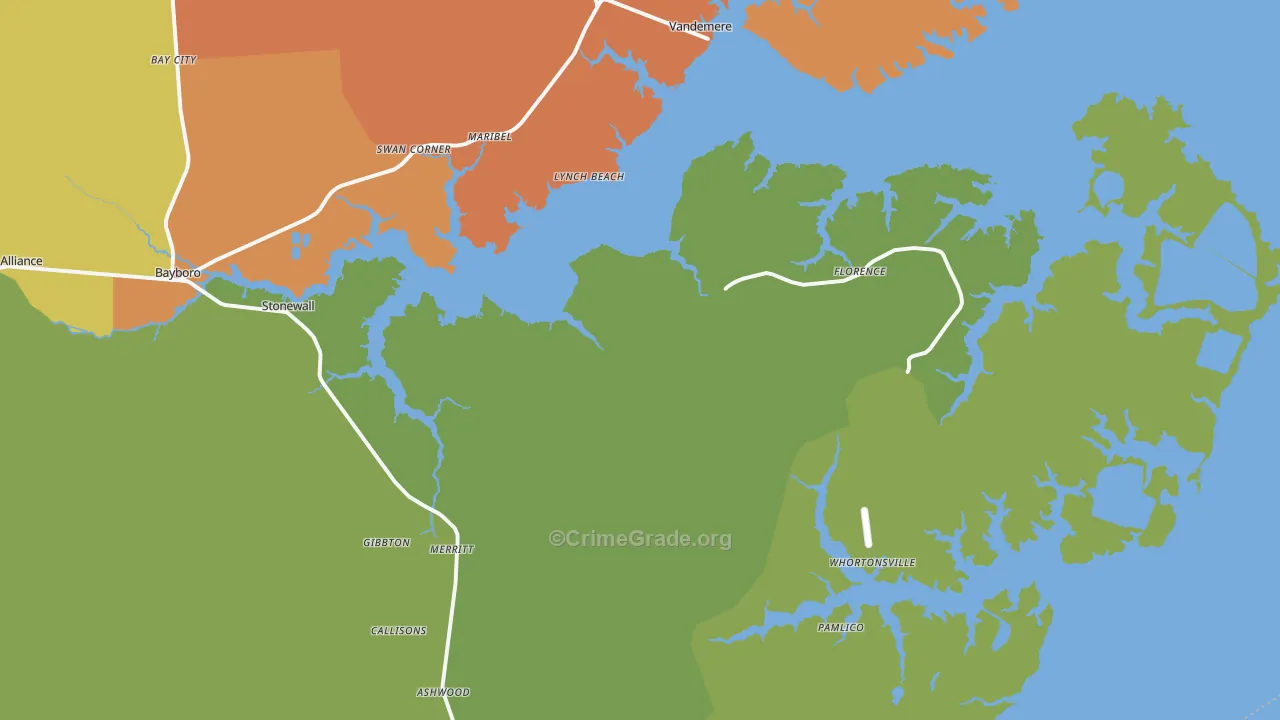 Merritt, NC Map of Burglary Rates