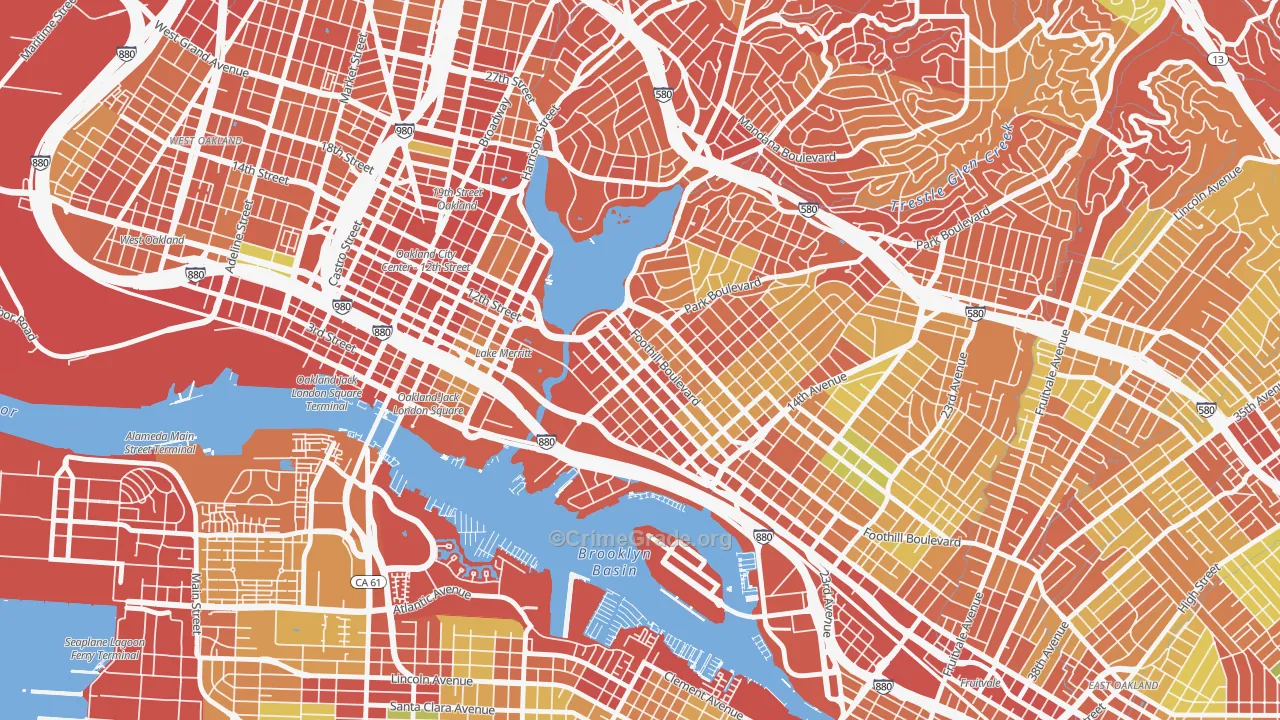 Merritt, Oakland, CA Map of Burglary Rates