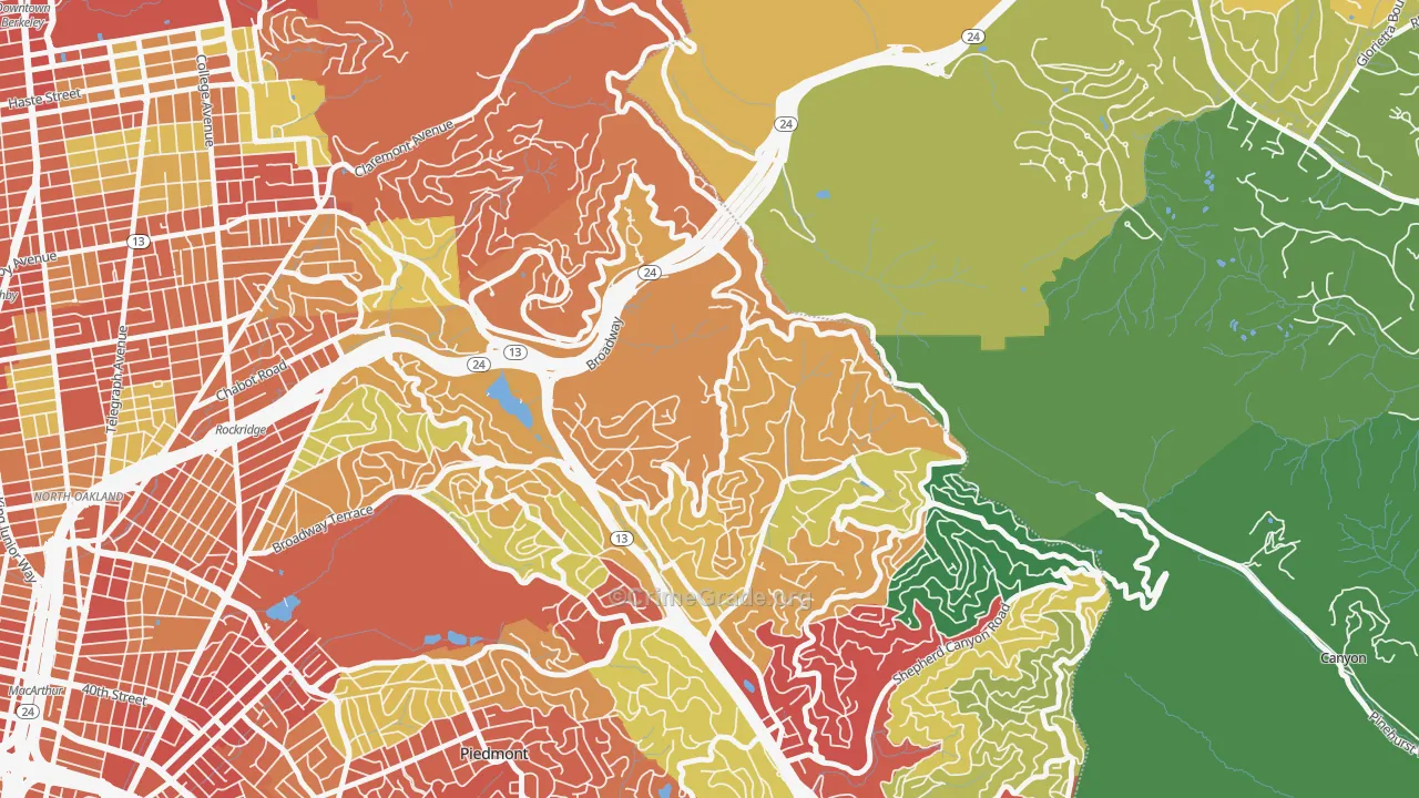 Merriwood, Oakland, CA Map of Burglary Rates