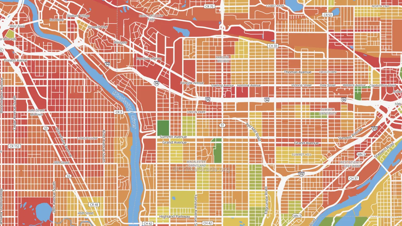Merrlam Park, St. Paul, MN Map of Burglary Rates