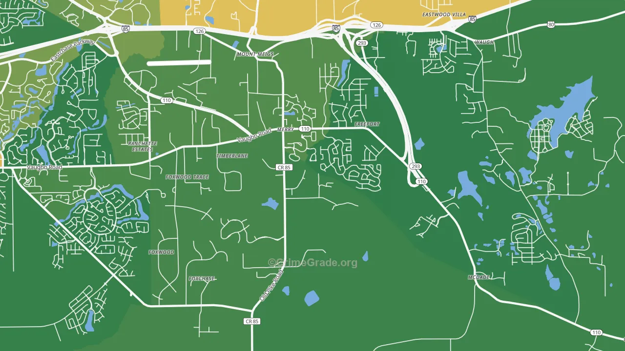 Merry, AL Map of Burglary Rates