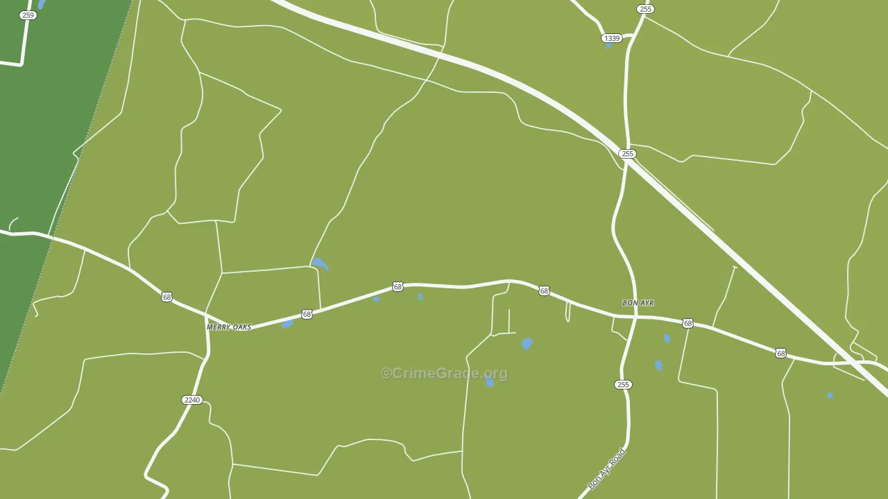Merry Oaks, KY Map of Burglary Rates