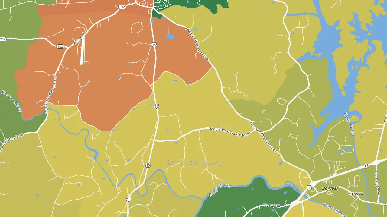 Merry Oaks, NC Map of Burglary Rates