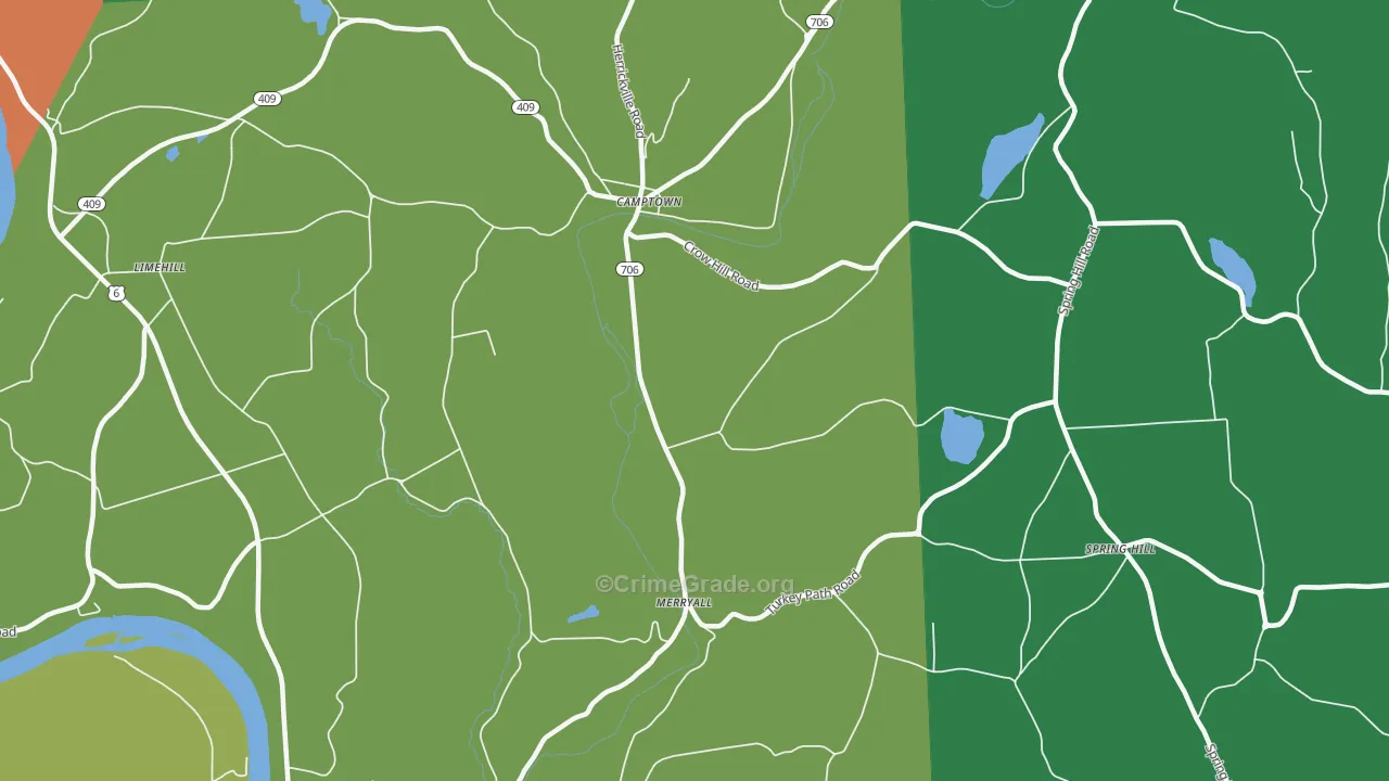Merryall, PA Map of Burglary Rates