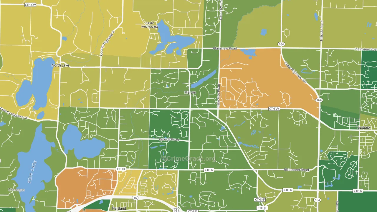 Merton, WI Map of Burglary Rates