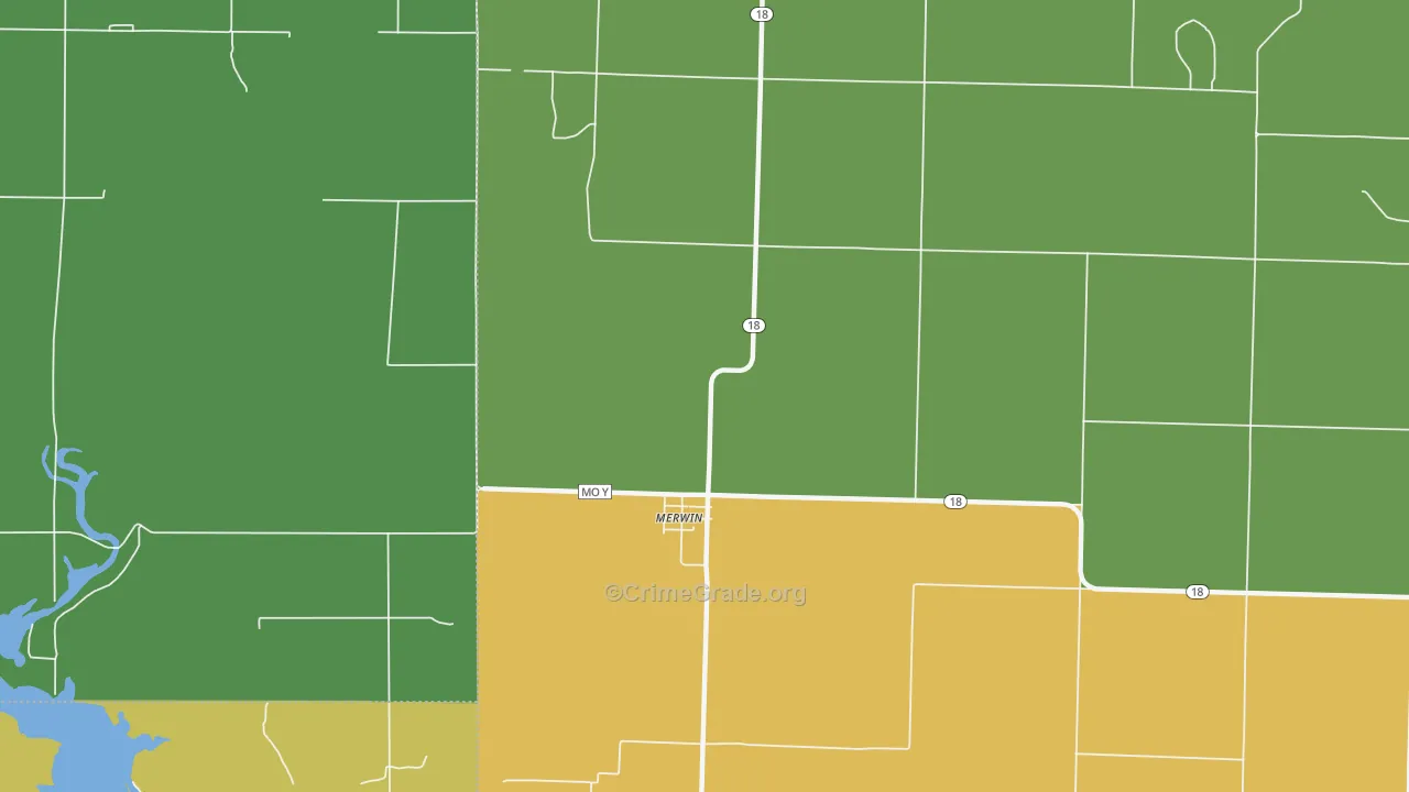 Merwin, MO Map of Burglary Rates