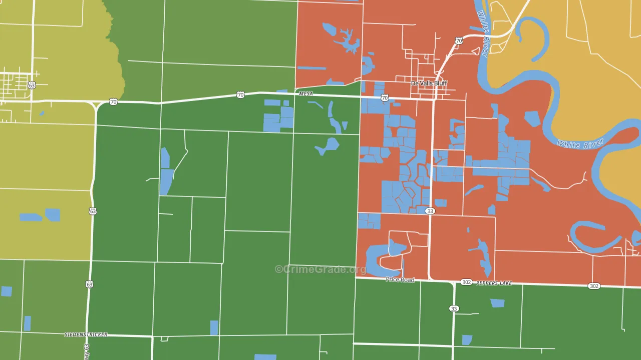 Mesa, AR Map of Burglary Rates