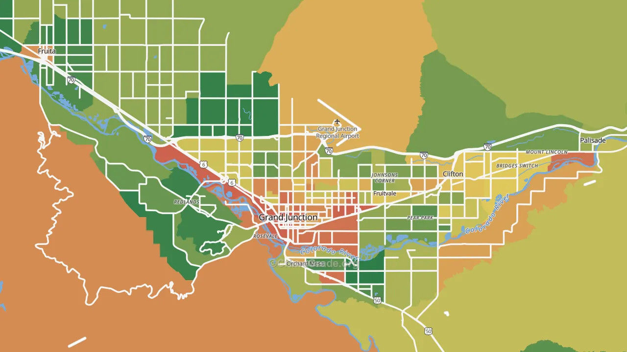 Mesa County, CO Map of Burglary Rates