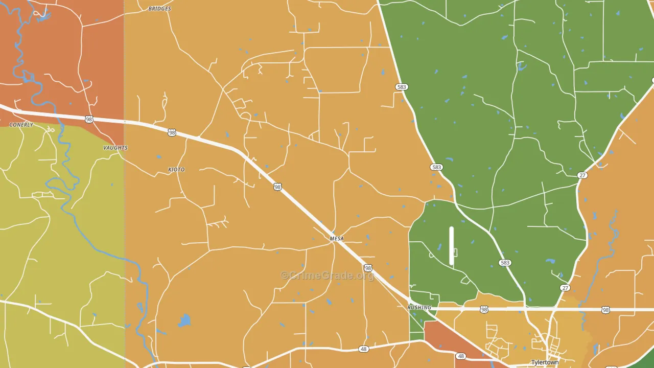 Mesa, MS Map of Burglary Rates
