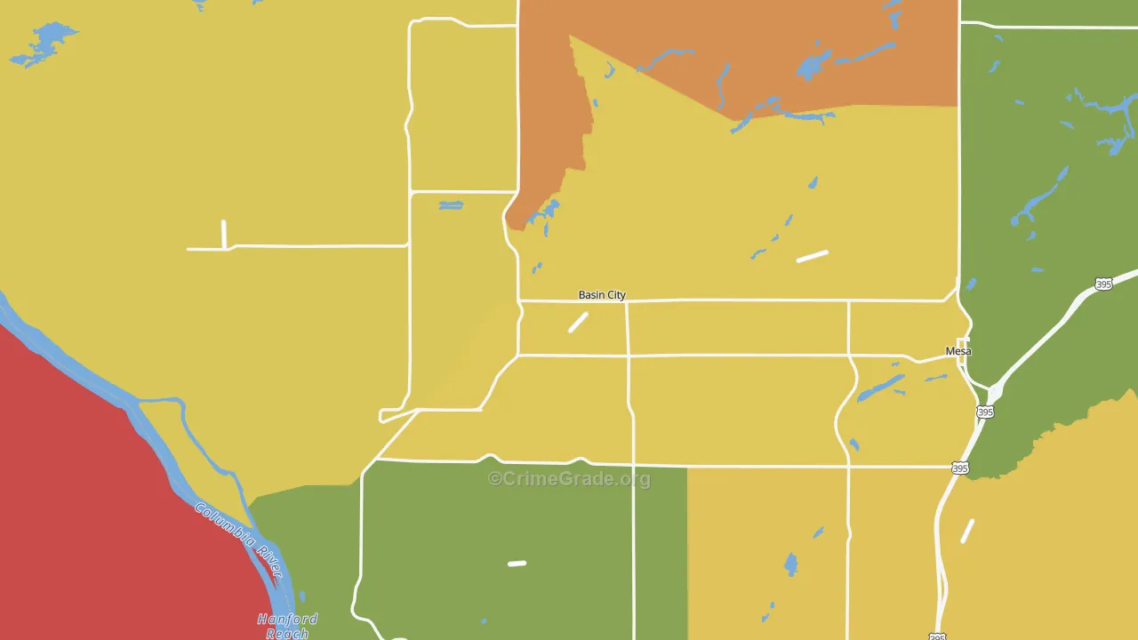 Mesa, WA Map of Burglary Rates