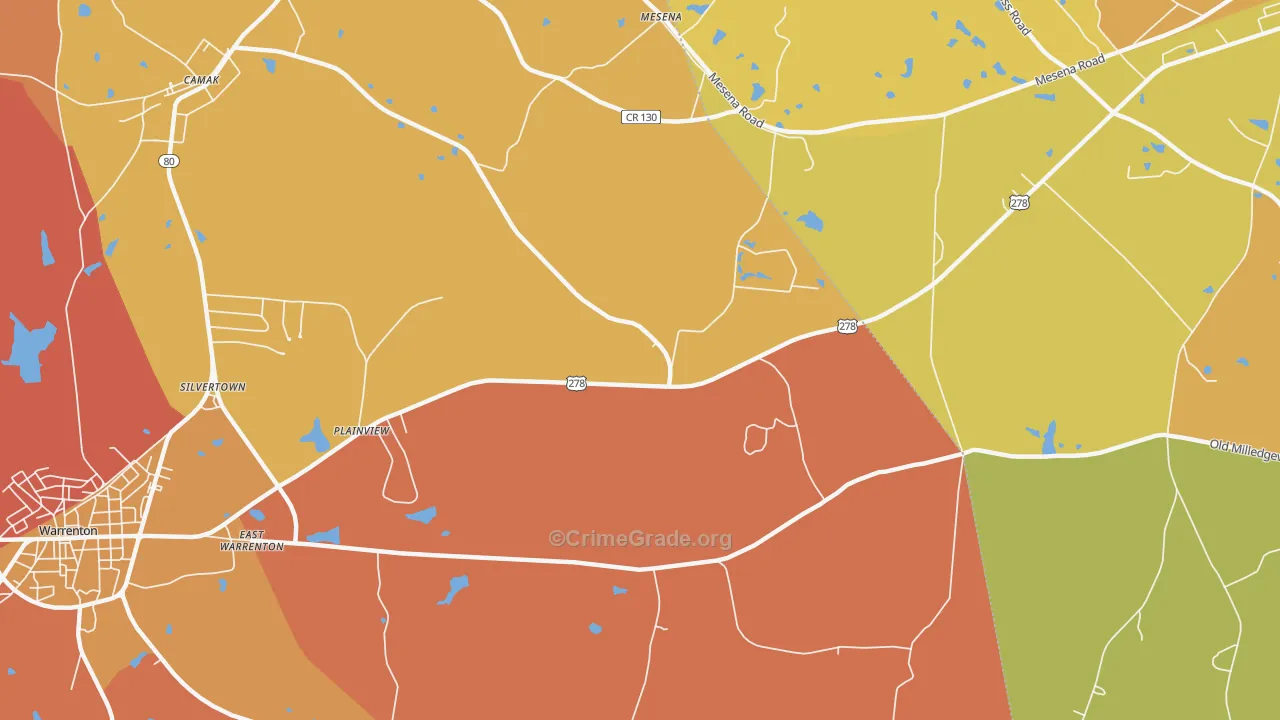 Mesena, GA Map of Burglary Rates