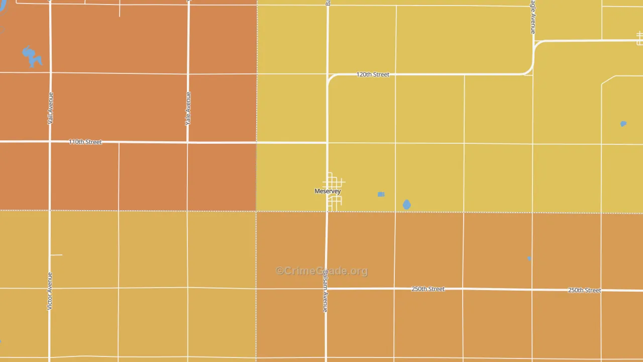 Meservey, IA Map of Burglary Rates