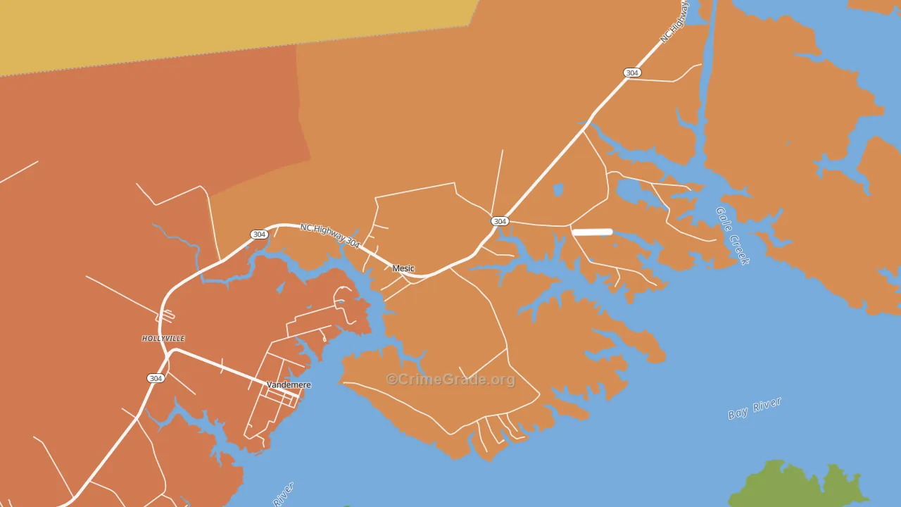 Mesic, NC Map of Burglary Rates