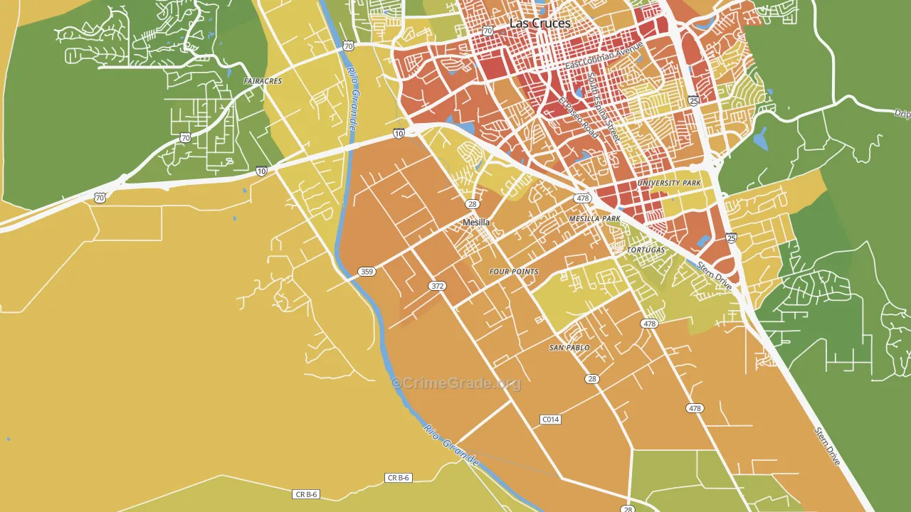 Mesilla, NM Map of Burglary Rates