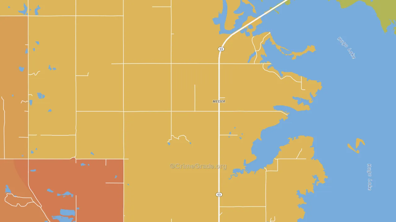 Messer, OK Map of Burglary Rates