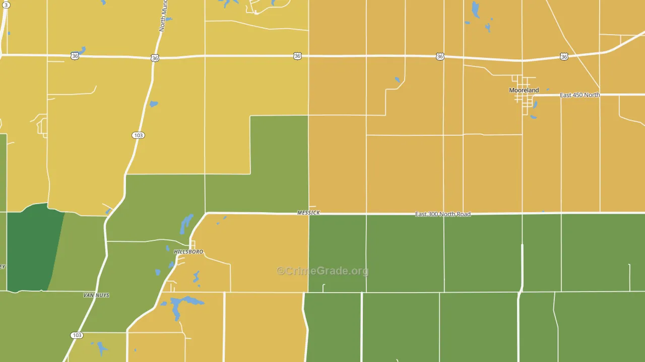 Messick, IN Map of Burglary Rates