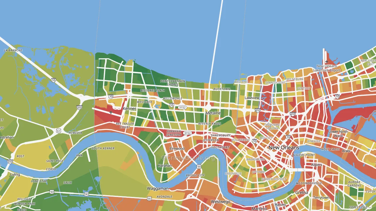 Metairie, LA Map of Burglary Rates