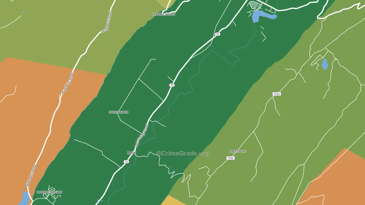 Metal, PA Map of Burglary Rates