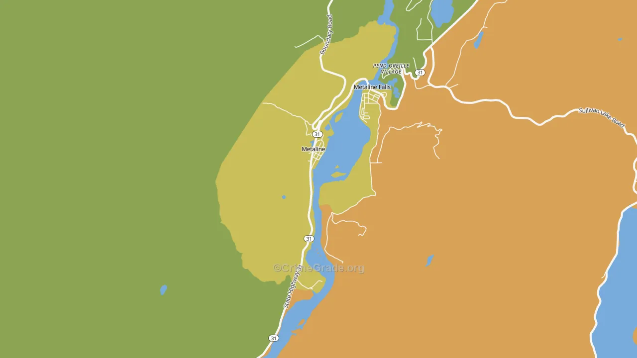 Metaline, WA Map of Burglary Rates