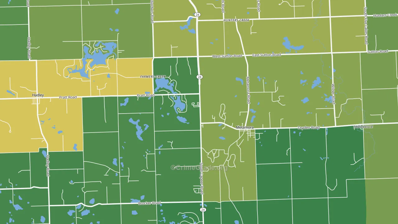 Metamora, MI Map of Burglary Rates