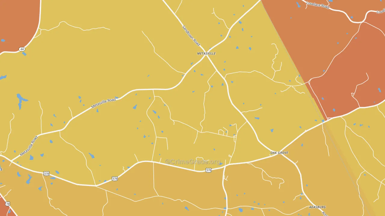 Metasville, GA Map of Burglary Rates