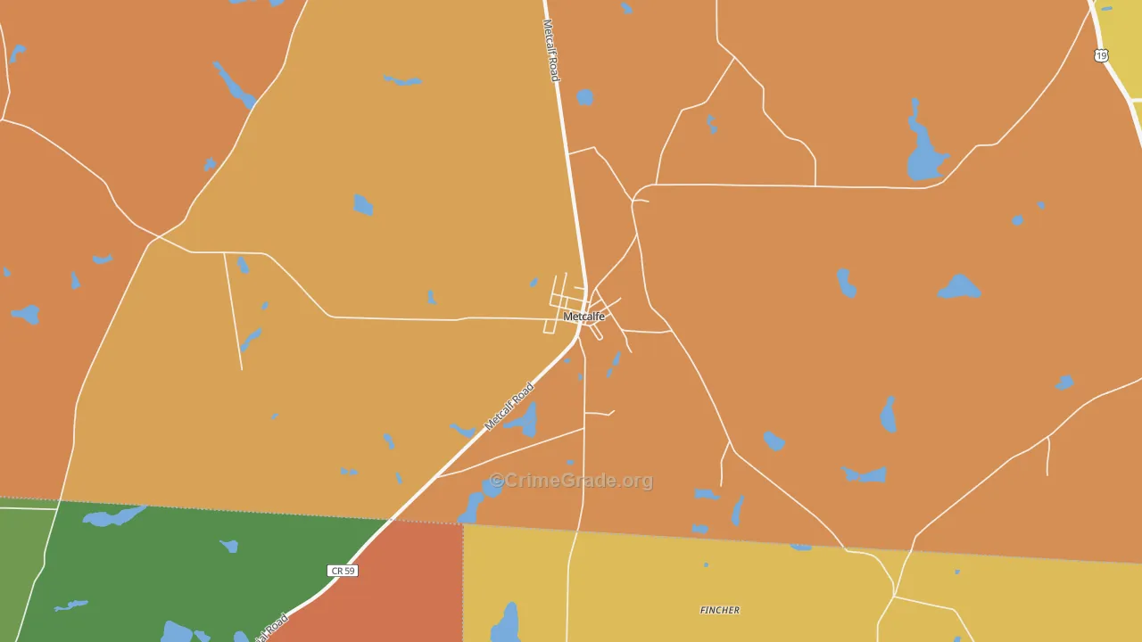 Metcalf, GA Map of Burglary Rates