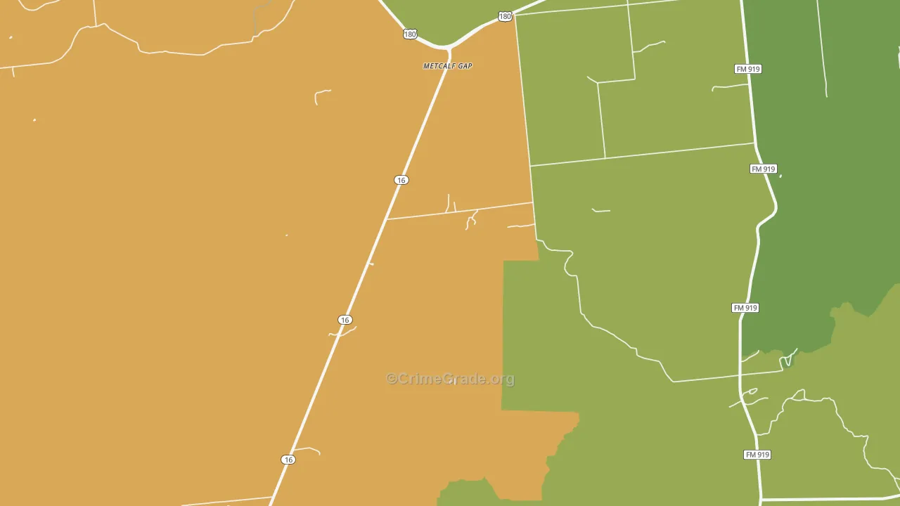 Metcalf Gap, TX Map of Burglary Rates